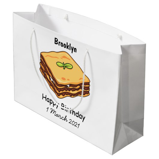 Lasagna cartoon illustratie groot cadeauzakje (Achterkant Gekanteld)