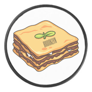 Lasagna cartoon illustratie hockey puck