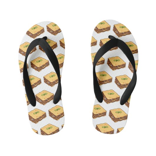 Lasagna cartoon illustratie kinder teenslippers (Voetbed)