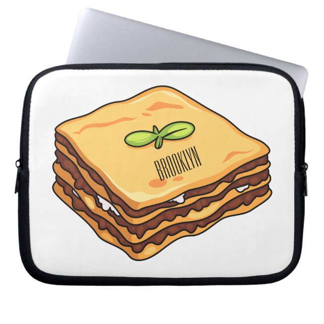 Lasagna cartoon illustratie laptop sleeve (Voorkant)