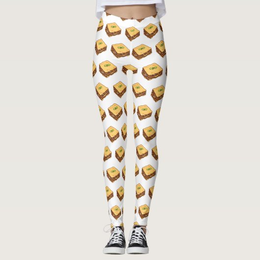 Lasagna cartoon illustratie leggings (Voorkant)