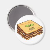 Lasagna cartoon illustratie magneet (Voorkant / Achterkant)