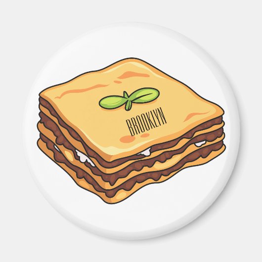 Lasagna cartoon illustratie magneet (Voorkant)