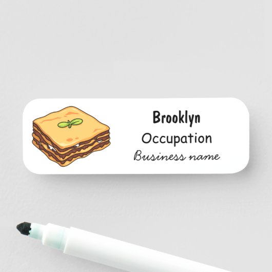 Lasagna cartoon illustratie naamplaatje (In situ)