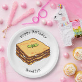 Lasagna cartoon illustratie papieren bordje (Feest)