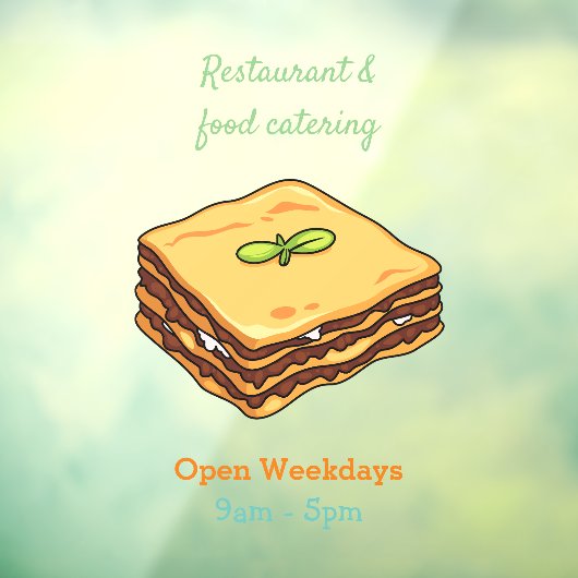 Lasagna cartoon illustratie raamsticker (Vel 3)