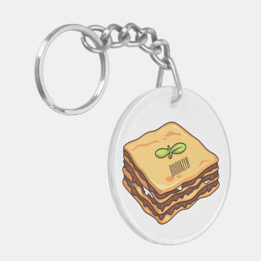Lasagna cartoon illustratie sleutelhanger (Voorkant Links)