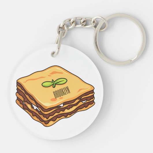 Lasagna cartoon illustratie sleutelhanger (Achterkant)