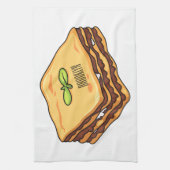 Lasagna cartoon illustratie theedoek (Verticaal)