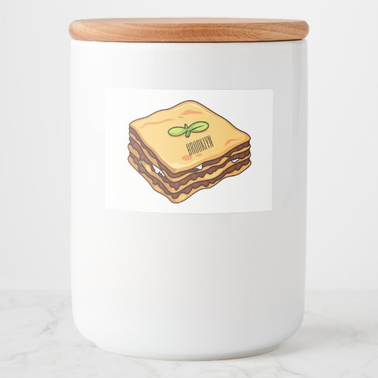 Lasagna cartoon illustratie voedselcontainer etiket (Voorkant)