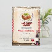 Lasagna- en wijnavond feestuitnodiging kaart (Staand voorkant)