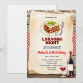 Lasagna- en wijnavond feestuitnodiging kaart (Voorkant / Achterkant)