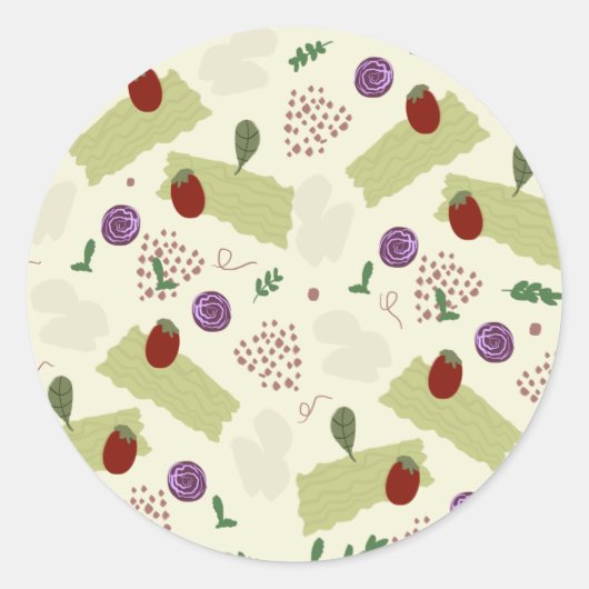 Lasagna Soup Pizza Restaurant Cheese Spaghetti Ronde Sticker (Voorkant)