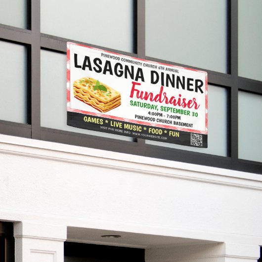 Lasagne diner fondsenwerving Banner (Buitenkant Gebouw)