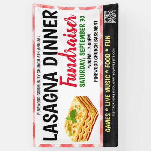 Lasagne diner fondsenwerving Banner (Verticaal)