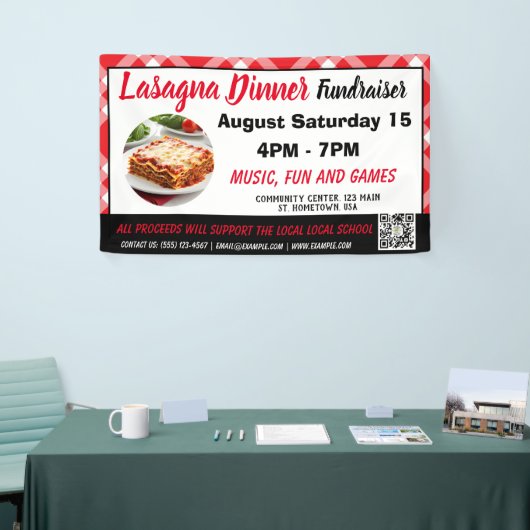 Lasagne Diner rood Fundraiser Banner (Beurs)