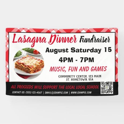 Lasagne Diner rood Fundraiser Banner (Horizontaal)
