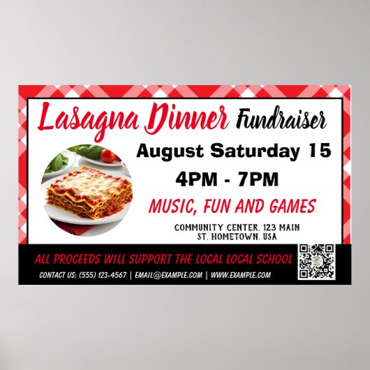 Lasagne Diner rood Fundraiser Banner Poster (Voorkant)
