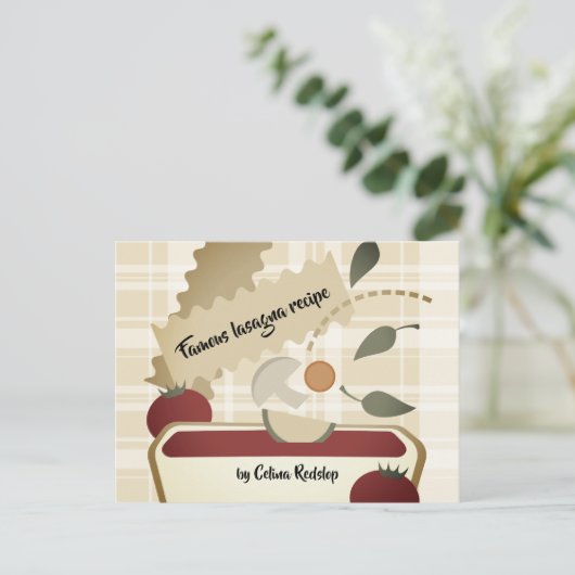 Lasagne Italiaans eten koken keeper recept kaart (Staand voorkant)