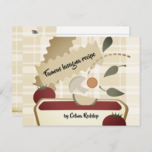 Lasagne Italiaans eten koken keeper recept kaart (Voorkant / Achterkant)