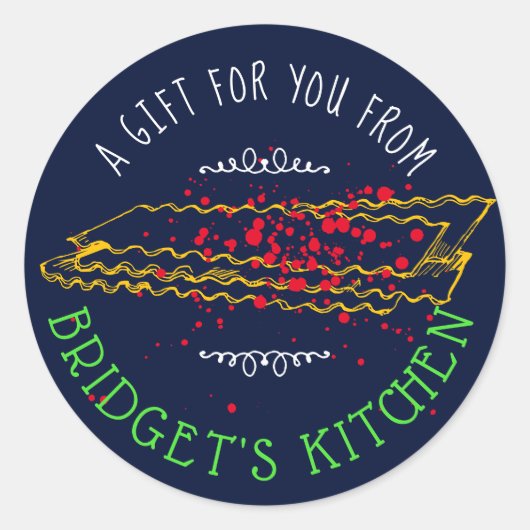 Lasagne pasta gepersonaliseerd uit de keuken van ronde sticker (Voorkant)