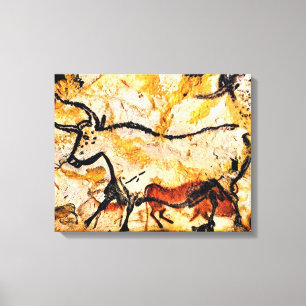 Lascaux Cave Painting of Cow on canvas Afdruk