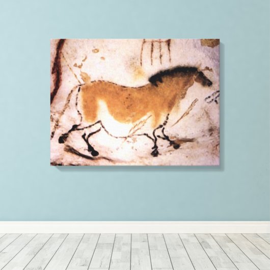 Lascaux Dun Horse - Prehistorisch schilderij op do Canvas Afdruk (Insitu (Houten vloer))