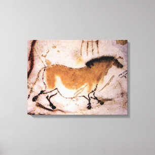 Lascaux Dun Horse - Prehistorische panting op Canv Canvas Afdruk