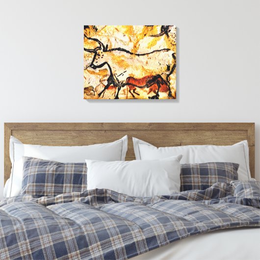 Lascaux Grotschildering van Koe op doek Canvas Afdruk (Insitu (Slaapkamer))