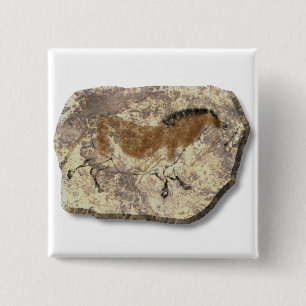 Lascaux Horse stone Vierkante Button 5,1 Cm