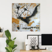 Lascaux Megaloceros Cave Painting Poster (Thuiskantoor)