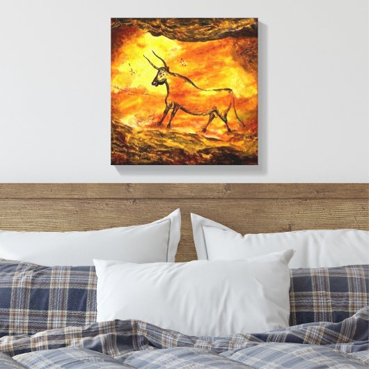 Lascaux Prehistorische grotschildering van Bull Ca Canvas Afdruk (Insitu (Slaapkamer))