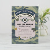 Laser Army Party Uitnodiging, Camouflage Paintball Kaart (Staand voorkant)