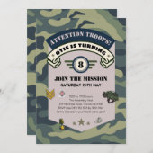 Laser Army Party Uitnodiging, Camouflage Paintball Kaart (Voorkant / Achterkant)