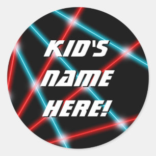 Laser Beam Lazer Retro Custom Name School Classrom Ronde Sticker