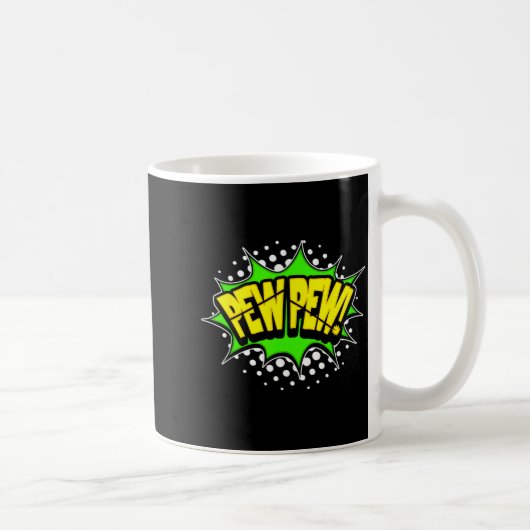 Laser blaster pew-pew! actie woord stripboek koffiemok (Rechts)