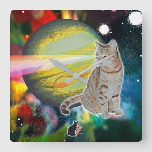 Laser-Cat-muis Vierkante Klok (Voorkant)