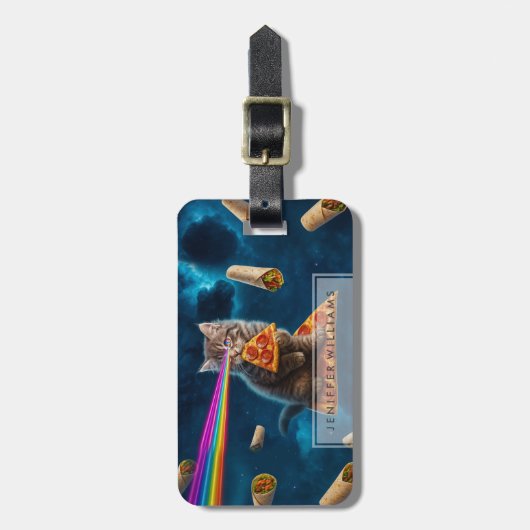 Laser Cat Pizza Party Bagagelabel (Voorkant verticaal)