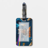 Laser Cat Pizza Party Bagagelabel (Achterkant verticaal)