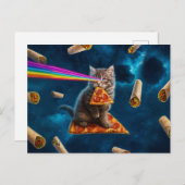 Laser Cat Pizza Party Briefkaart (Voorkant / Achterkant)