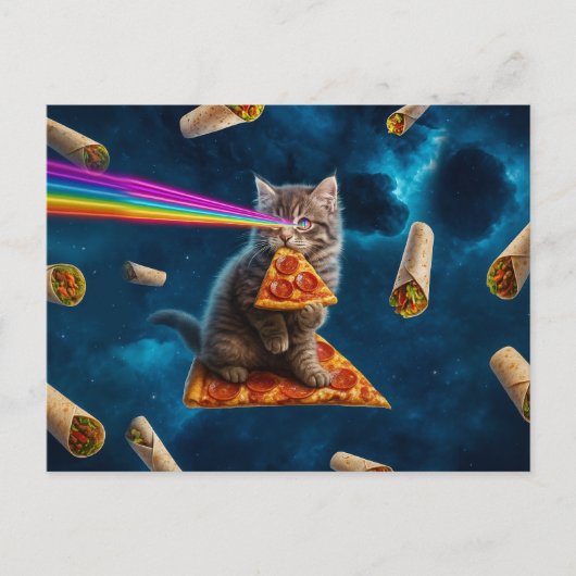 Laser Cat Pizza Party Briefkaart (Voorkant)