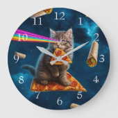 Laser Cat Pizza Party Grote Klok (Voorkant)