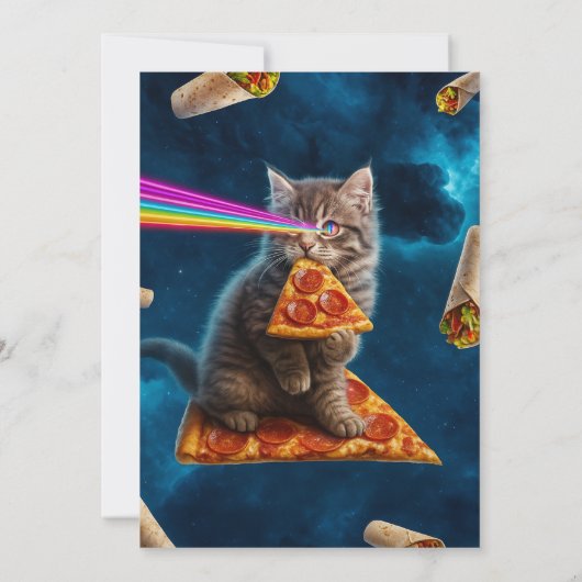 Laser Cat Pizza Party Kaart (Achterkant)