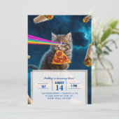 Laser Cat Pizza Party Kaart (Staand voorkant)