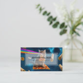Laser Cat Pizza Party Visitekaartje (Staand voorkant)
