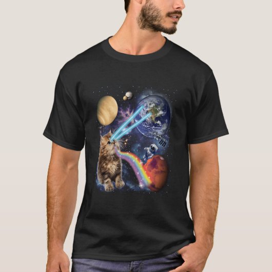 Laser Cat Space Cat Kitten Laser Eyes T-shirt (Voorkant)
