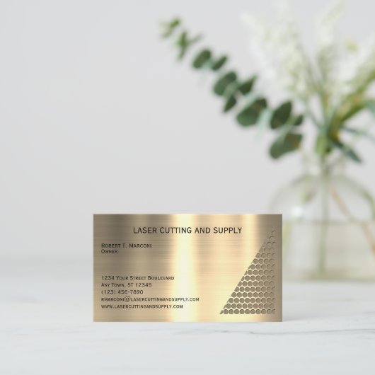 Laser Cutting and Supply Company Brass Visitekaartje (Staand voorkant)