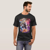 Laser Eye Space Cat op dinosaurus Koe Rainbow T Sh T-shirt (Voorkant volledig)