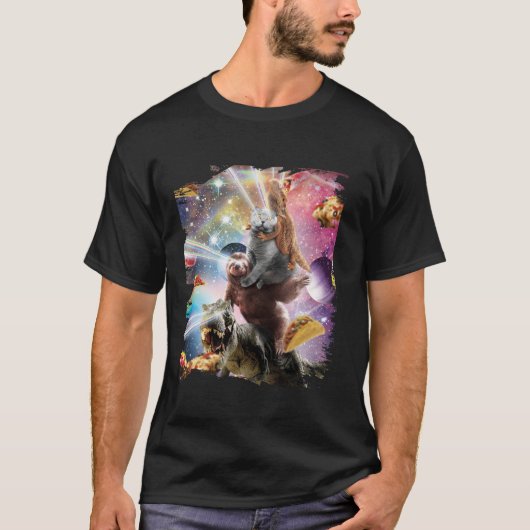Laser Eyes Space Bearded Dragon Cat Sloth Dinosaur T-shirt (Voorkant)