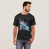 Laser Eyes Space Cat Kat 3D-bril T-shirt (Voorkant volledig)
